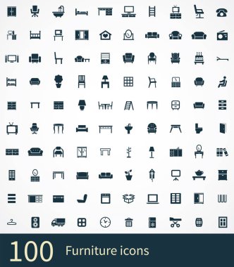 mobilya 100 simgeleri web ve Ui için evrensel set