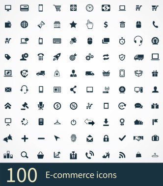 e-ticaret 100 simgeleri evrensel web ve Ui için ayarlayın.