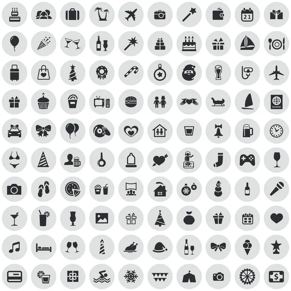 Holiday 100 icons universal set for web and UI. — Stock Vector