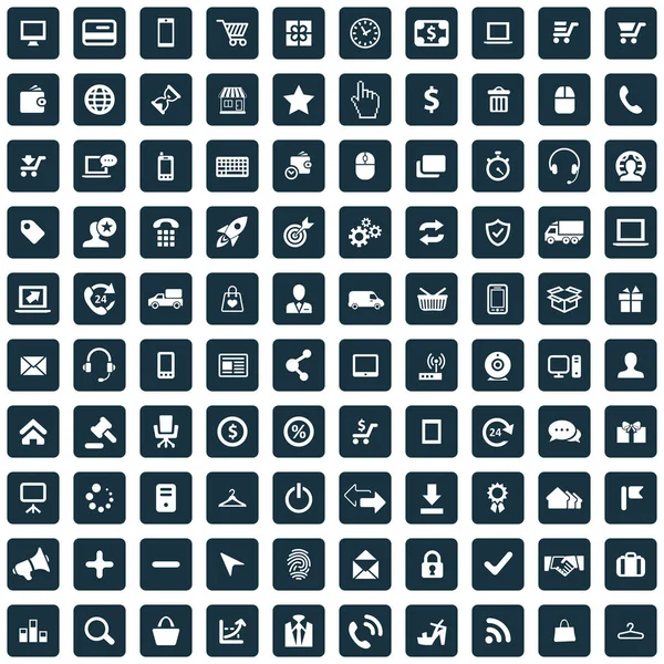 E-commerce 100 icons universele set voor web en UI. — Stockvector