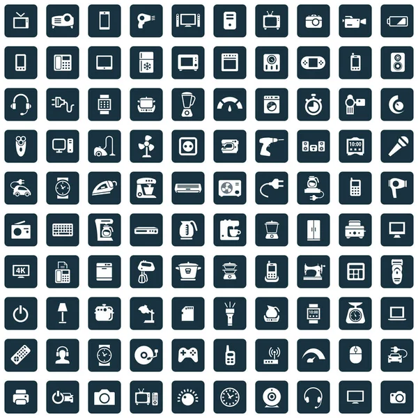 Electrónica 100 iconos conjunto universal para web e interfaz de usuario . — Archivo Imágenes Vectoriales