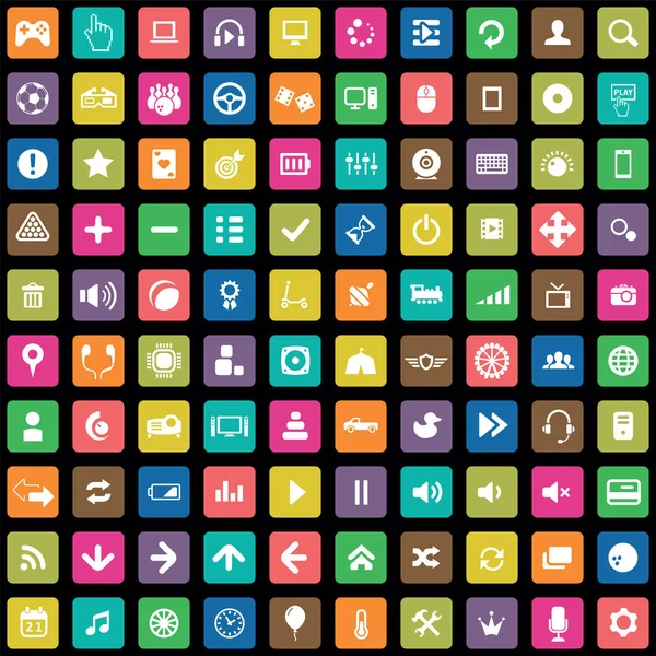 Juego 100 iconos conjunto universal para web e interfaz de usuario . — Archivo Imágenes Vectoriales