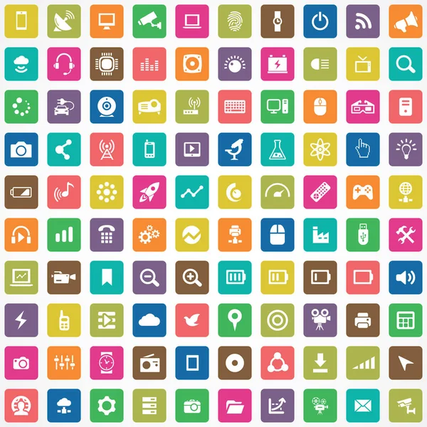 Hi-Tech 100 icons Universal set voor web en UI — Stockvector