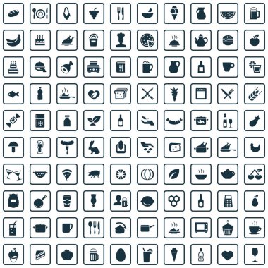gıda 100 simgeleri web ve Ui için evrensel set
