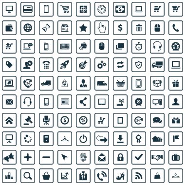 e-ticaret 100 simgeleri evrensel web ve Ui için ayarlayın.