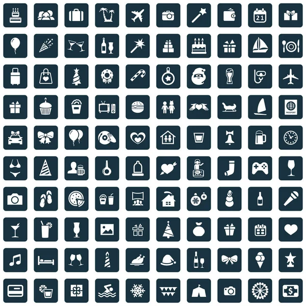 Vakantie 100 icons Universal set voor web en UI — Stockvector