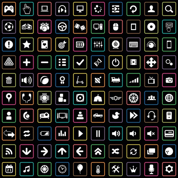 Spel 100 icons Universal set voor web en UI. — Stockvector