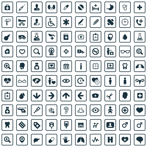 Doctor 100 iconos universal set para web e interfaz de usuario — Archivo Imágenes Vectoriales