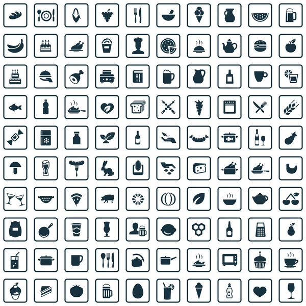 Voedsel 100 icons Universal set voor web en UI — Stockvector