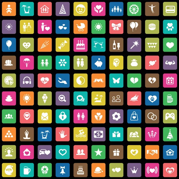 Felicità 100 icone set universale per web e UI — Vettoriale Stock