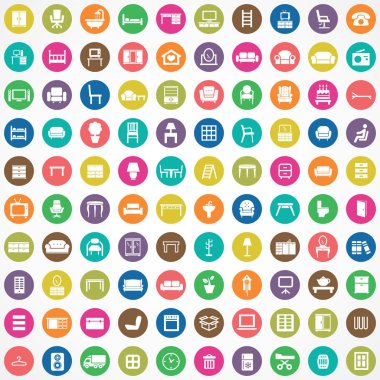 mobilya 100 simgeleri web ve Ui için evrensel set