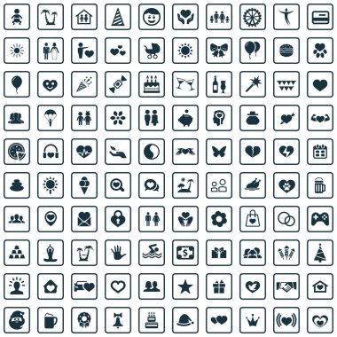 mutluluk 100 simgeleri evrensel web ve Ui için ayarlayın