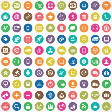 e-ticaret 100 simgeleri evrensel web ve Ui için ayarlayın.
