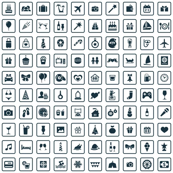 Feriado 100 ícones conjunto universal para web e UI —  Vetores de Stock