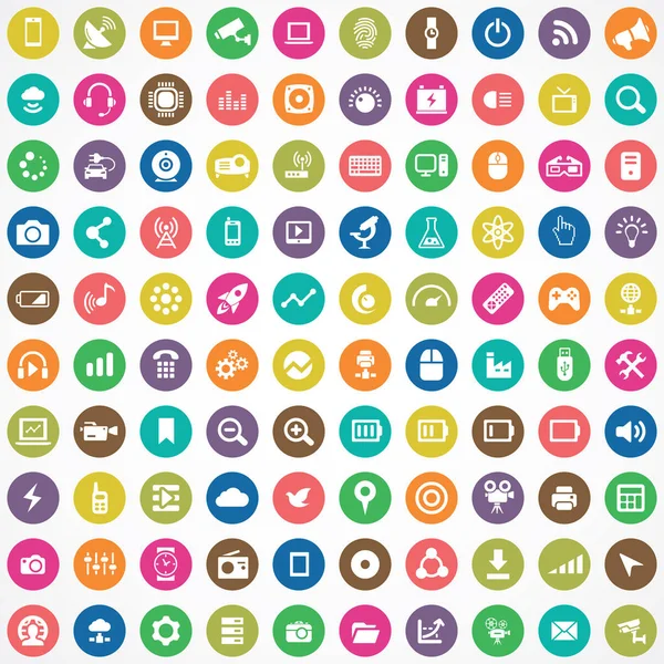 Hi-tech 100 icons universal set for web and UI — Stock Vector