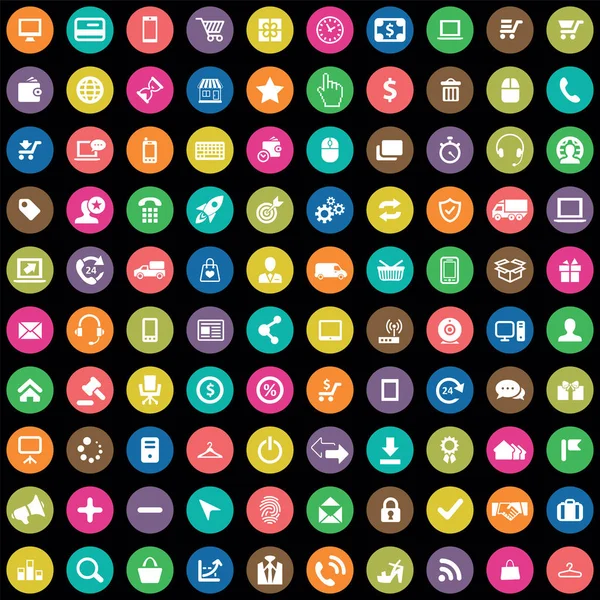 E-commerce 100 icone set universale per web e interfaccia utente . — Vettoriale Stock