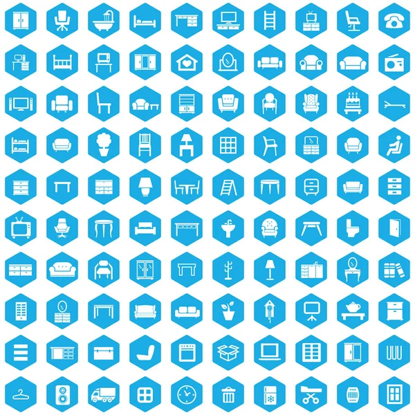 家具 100 图标通用集为 Web 和 Ui — 图库矢量图片