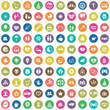 mutluluk 100 simgeleri evrensel web ve Ui için ayarlayın