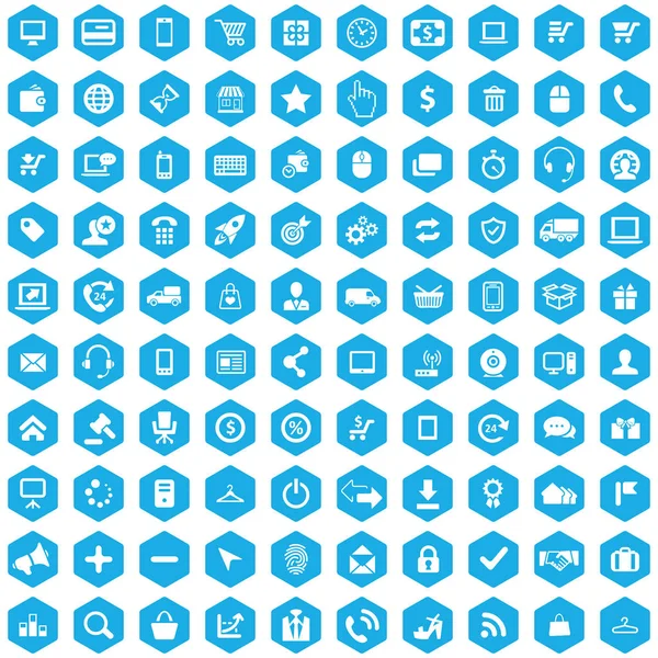 E-commerce 100 icons universele set voor web en UI. — Stockvector