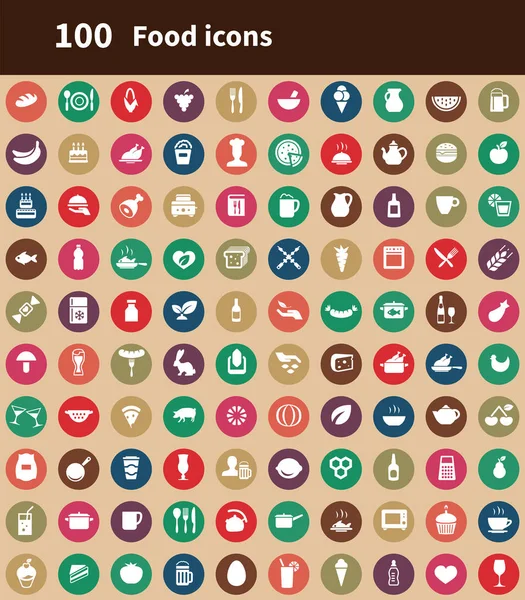 Food 100 ikony uniwersalny zestaw dla www i UI — Wektor stockowy
