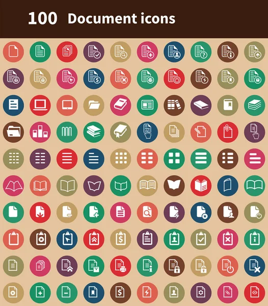Document 100 icons universal set for web and UI — Stock Vector