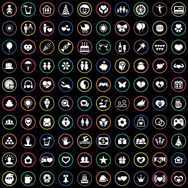 mutluluk 100 simgeleri evrensel web ve Ui için ayarlayın