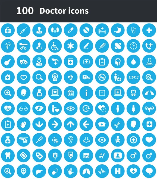 Doctor 100 icons universal set für web und ui — Stockvektor