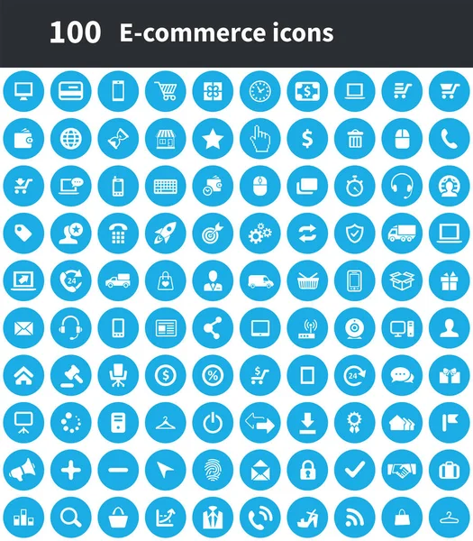 E-commerce 100 icônes ensemble universel pour web et UI . — Image vectorielle