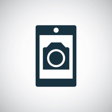 beyaz arka planda web ve Ui için akıllı telefon fotoğraf makinesi simgesi