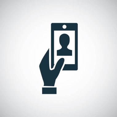 beyaz arka planda web ve Ui için akıllı telefon selfie simgesi