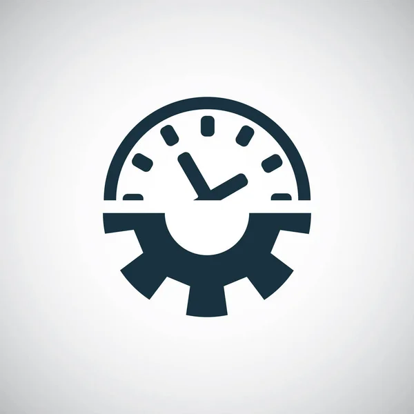 Ícone de relógio de engrenagem de configuração de tempo para web e UI no fundo branco — Vetor de Stock
