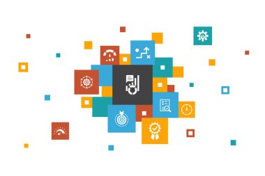 Kpi Infographic 10 adım piksel design.optimizasyon, objektif, ölçüm, gösterge simgeleri