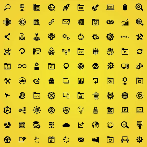 SEO 100 icons universele set voor web en UI. — Stockvector