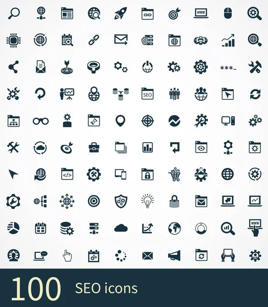 Seo 100 图标通用集为 Web 和 Ui. — 图库矢量图片