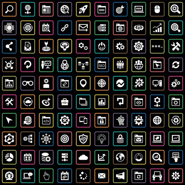 SEO 100 icons universele set voor web en UI. — Stockvector