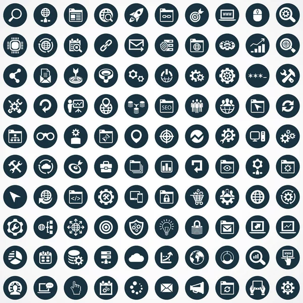 Seo 100 icônes ensemble universel pour web et UI . — Image vectorielle