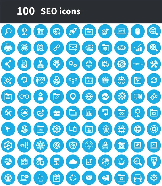 SEO 100 icons universele set voor web en UI. — Stockvector
