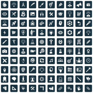 yaratıcı süreç 100 simgeleri web ve Ui için evrensel set.