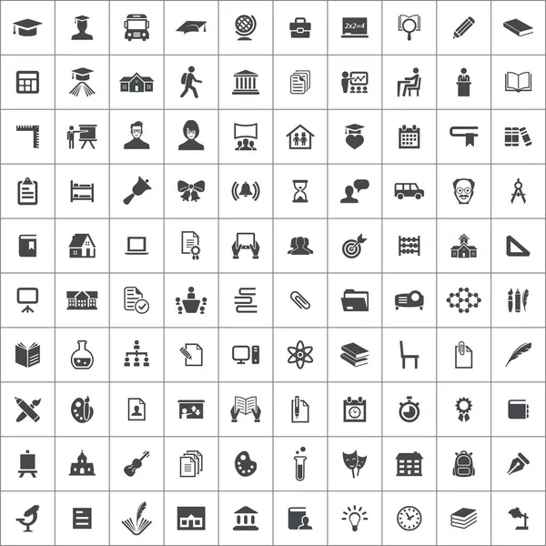 Escola 100 ícones conjunto universal para web e UI . —  Vetores de Stock