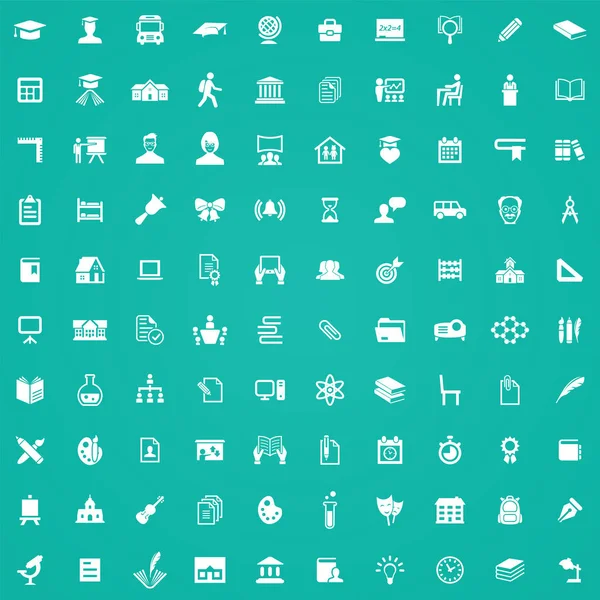 School 100 icons universele set voor web en UI. — Stockvector