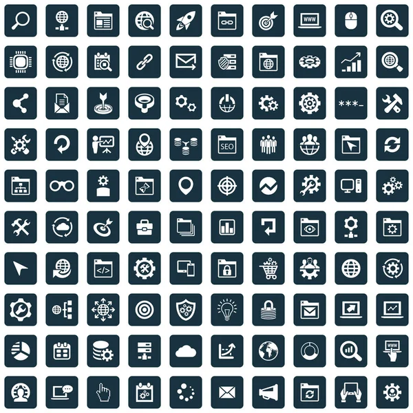 Seo 100 iconos conjunto universal para web e interfaz de usuario . — Vector de stock