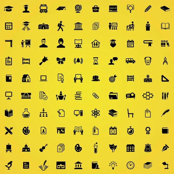 School 100 icons universele set voor web en UI. — Stockvector