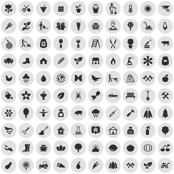 Jardinage 100 icônes ensemble universel pour web et UI . — Image vectorielle