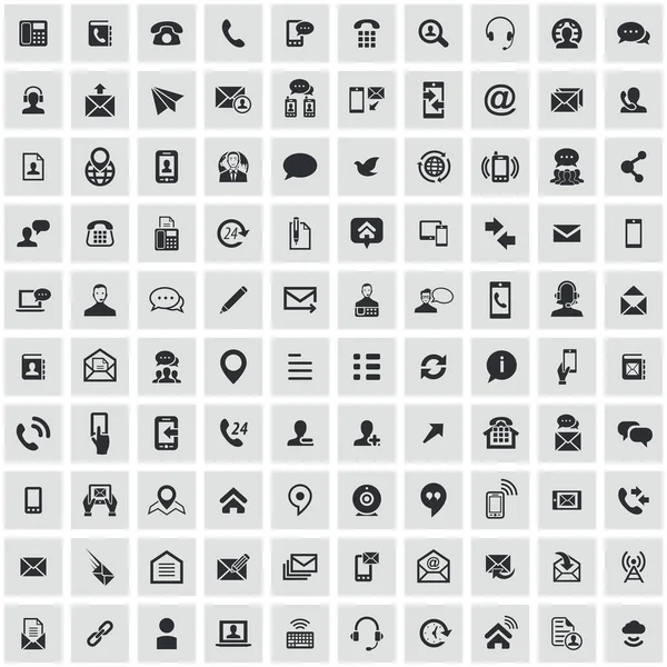 Contáctenos 100 iconos universal set para web e UI . — Archivo Imágenes Vectoriales