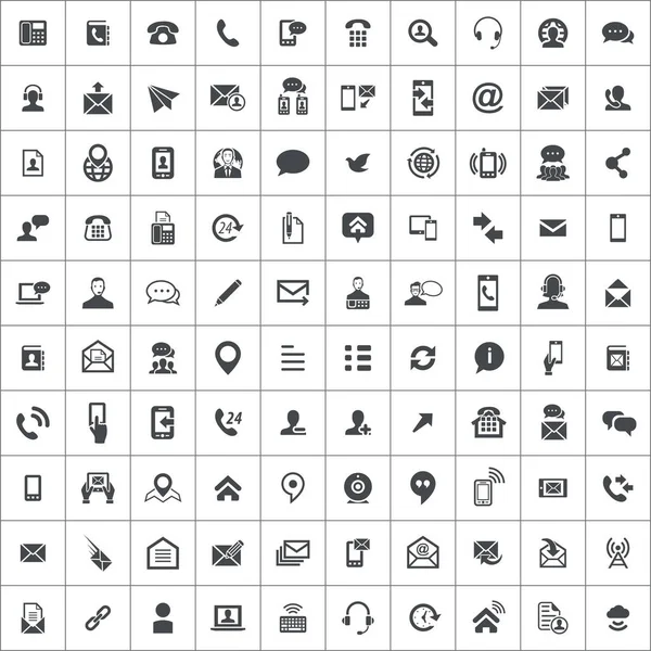 Contacteer ons 100 icons universele set voor web en UI. — Stockvector