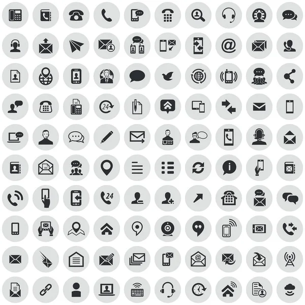 Contact us 100 icons universal set for web and UI. — Stock Vector