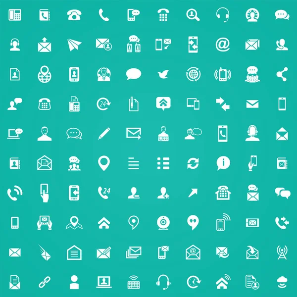 Свяжитесь с нами 100 иконок универсальный набор для веб и пользовательского интерфейса . — стоковый вектор