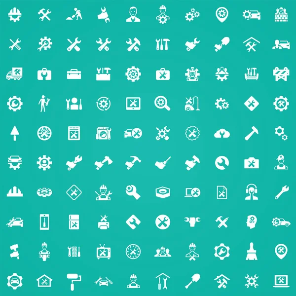 ウェブとUi用の100アイコンユニバーサルセットを修復. — ストックベクタ