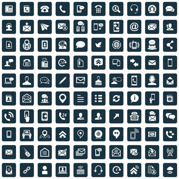 Contact us 100 icons universal set for web and UI. — Stock Vector
