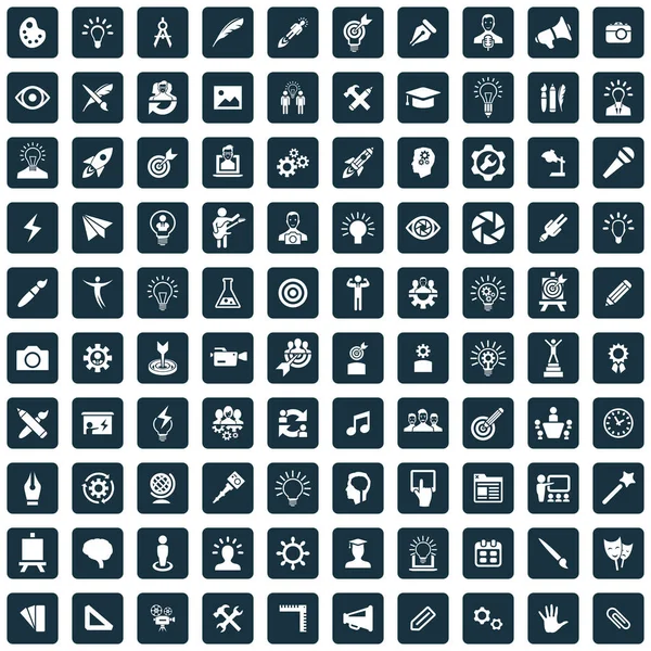Creatief proces 100 icons universele set voor web en UI. — Stockvector